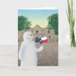 Cartão De Festividades Texas Snowman<br><div class="desc">Snowman levanta a sua própria bandeira estadual com orgulho sazonal com este cartão extremamente único e divertido.</div>