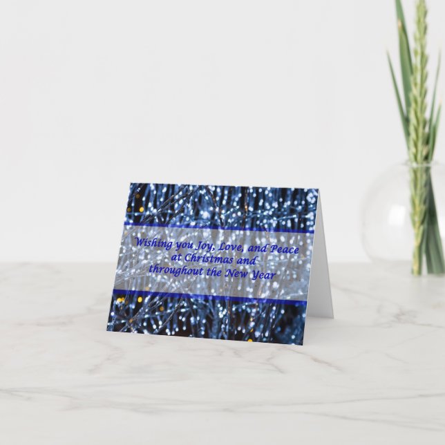 Cartão De Festividades Texto Abstrato das luzes azuis (Frente)