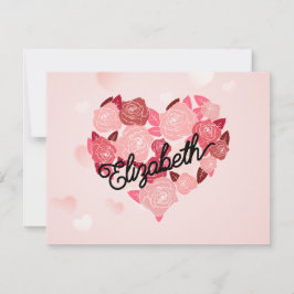 Cartão De Festividades Texto caligráfico Retro Boho Floral Eu Amo Nome