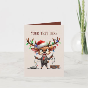 Cartão De Festividades Texto de adição de renas de Natal festivas