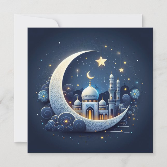 Cartão De Festividades Texto de Boas-vindas Personalizável Eid Mubarak (Frente)