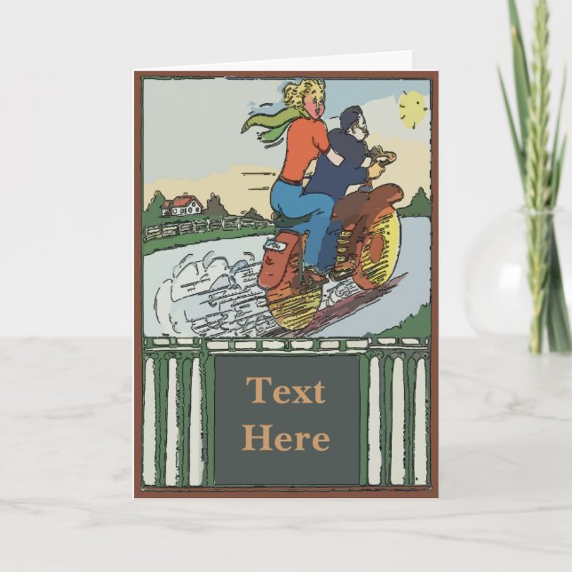 Cartão De Festividades Texto de edição de motociclo de viagem (Frente)