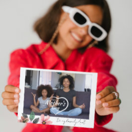 Cartão De Festividades Texto de Foto Personalizado Floral Feliz Dia das M