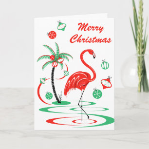 Cartão De Festividades Texto de Natal Flamingo Vermelho