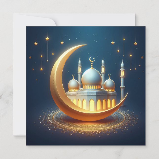 Cartão De Festividades Texto de Saudações Personalizáveis Eid Mubarak (Frente)