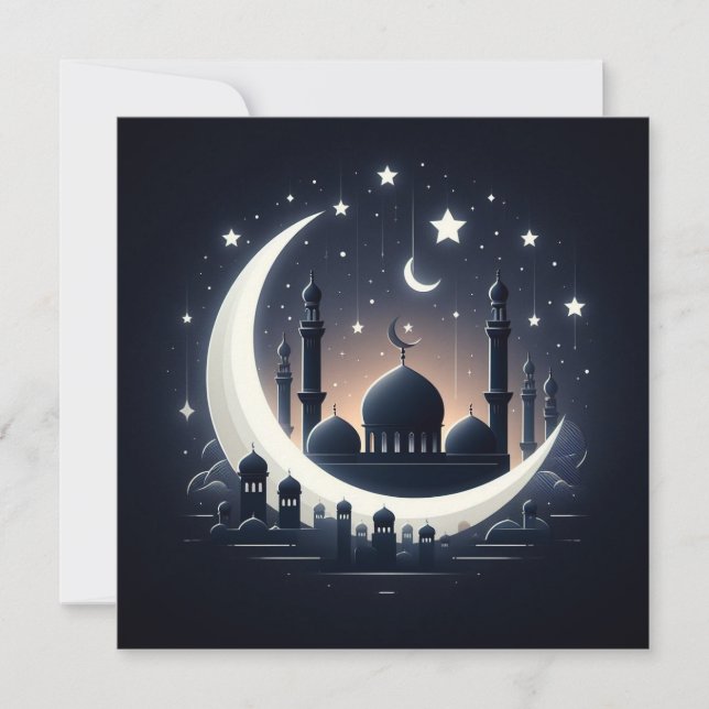 Cartão De Festividades Texto de Saudações Personalizáveis Eid Mubarak (Frente)