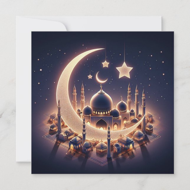Cartão De Festividades Texto de Saudações Personalizáveis Eid Mubarak Ram (Frente)