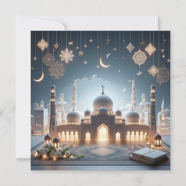 Cartão De Festividades Texto de Saudações Personalizáveis Eid Mubarak Ram (Frente)