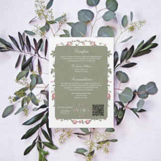 Cartão De Festividades Texto do Casamento Verde da Garden Sage