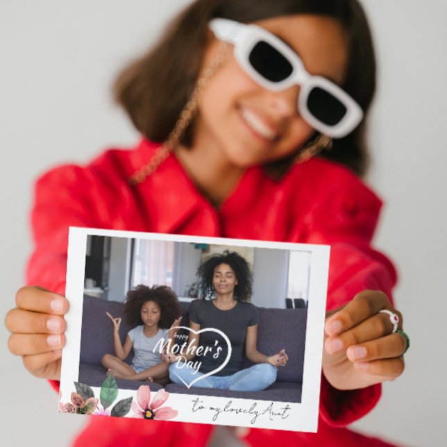 Cartão De Festividades Texto Fotográfico personalizado Tia de Feliz dia d (Criador carregado)