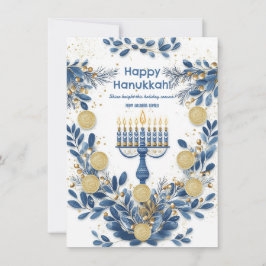 Cartão De Festividades Texto personalizado Blooms de Hanukkah Radiante