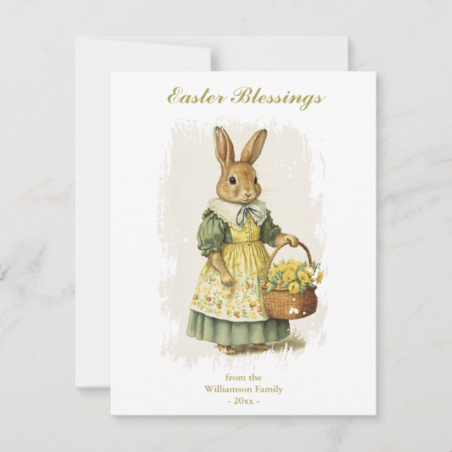 Cartão De Festividades Texto Personalizado de Bênção de páscoa do Coelho  (Frente)