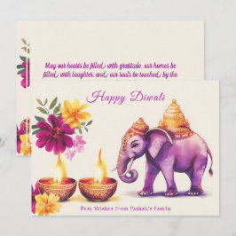 Cartão De Festividades Texto personalizado, Diwali Elephant Grace