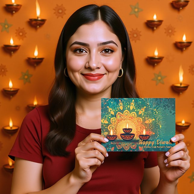 Cartão De Festividades Texto personalizado, Diwali Festival Radiance (Custom text, Diwali Festival Radiance Holiday Card)