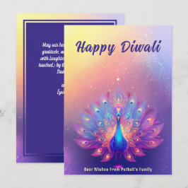 Cartão De Festividades Texto personalizado, Diwali Peacock Splendor