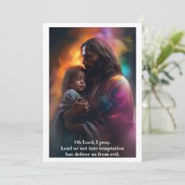 Cartão De Festividades Texto Personalizado do Cristo Jesus de Oração à Pr