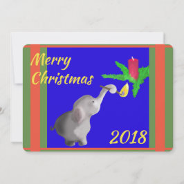 Cartão De Festividades Texto Personalizado Do Xmas De Luzes De Elefante M
