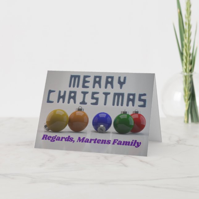 Cartão De Festividades Texto personalizado e design 3D Natal (Frente)