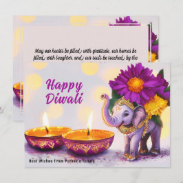 Cartão De Festividades Texto personalizado, Elegância do Elefante Diwali