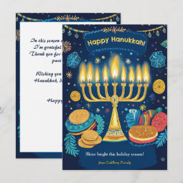 Cartão De Festividades Texto personalizado Festival das Luzes Menorah