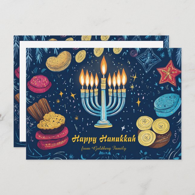 Cartão De Festividades Texto personalizado Festival de Luzes: (Frente/Verso)