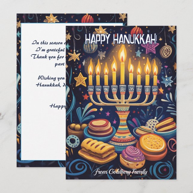 Cartão De Festividades Texto personalizado Festival de Luzes Delícia. (Frente/Verso)