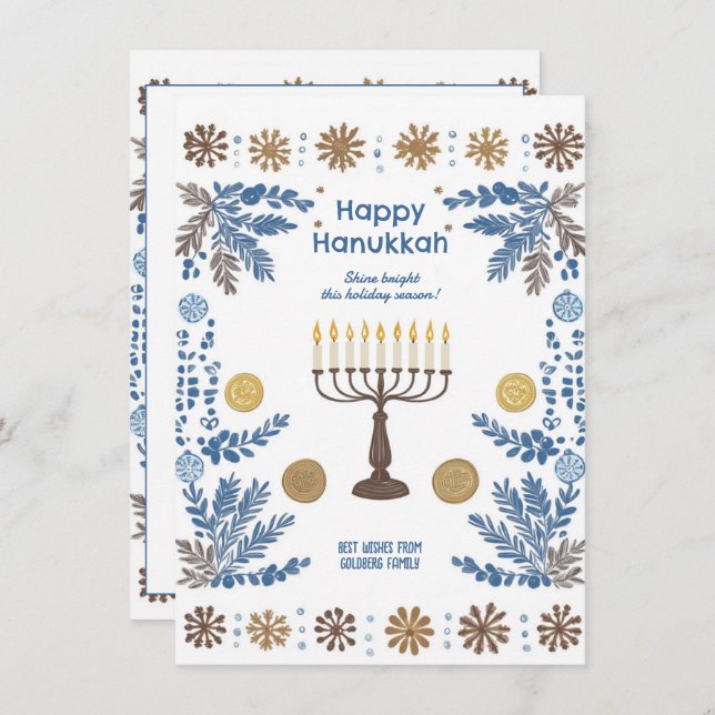 Cartão De Festividades Texto personalizado "Festival Luminoso das Luzes (Frente/Verso)