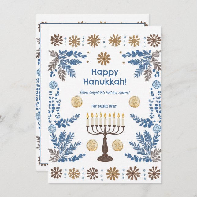 Cartão De Festividades Texto personalizado Festival Luminoso de Luzes (Frente/Verso)