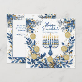 Cartão De Festividades Texto personalizado Folhagem Festiva Hanukkah