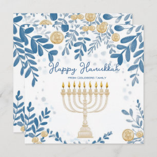 Cartão De Festividades Texto personalizado Folhagem Festiva Hanukkah