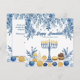 Cartão De Festividades Texto personalizado Folhagem Festiva Hanukkah