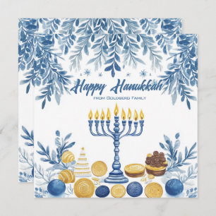 Cartão De Festividades Texto personalizado Folhagem Festiva Hanukkah