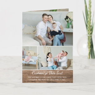 Cartão De Festividades Texto Personalizado/Fotografias Woodland Rustic Wo