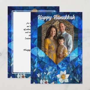 Cartão De Festividades &Texto personalizado 🕎 Hanukkah feliz, vidro colo