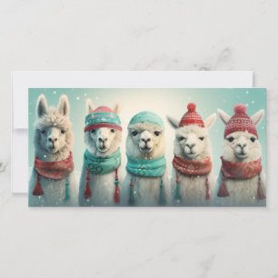Cartão De Festividades Texto Personalizado Llamas de inverno