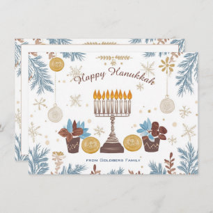 Cartão De Festividades Texto personalizado Menorah Glow: A Watercolor Han