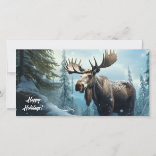 Cartão De Festividades Texto personalizado Moose de inverno