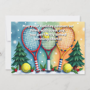 Cartão De Festividades 🎾🎄Texto personalizado, Smash Festivo de Três Mã