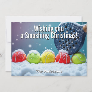 Cartão De Festividades 🎾🎄Texto personalizado, Snow Court Smash