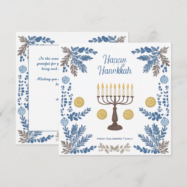 Cartão De Festividades Texto personalizado Tradição Luminosa: Cores d'águ (Frente/Verso)