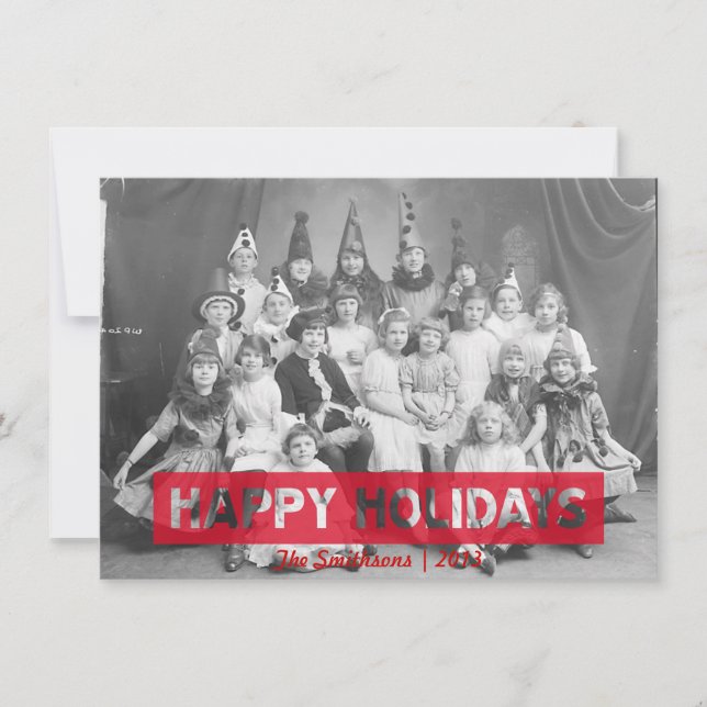 Cartão De Festividades Texto reverso vermelho de feriados felizes (Frente)