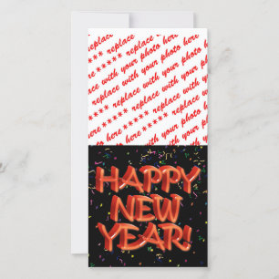 Cartão De Festividades Texto Vermelho Glassy do feliz ano novo