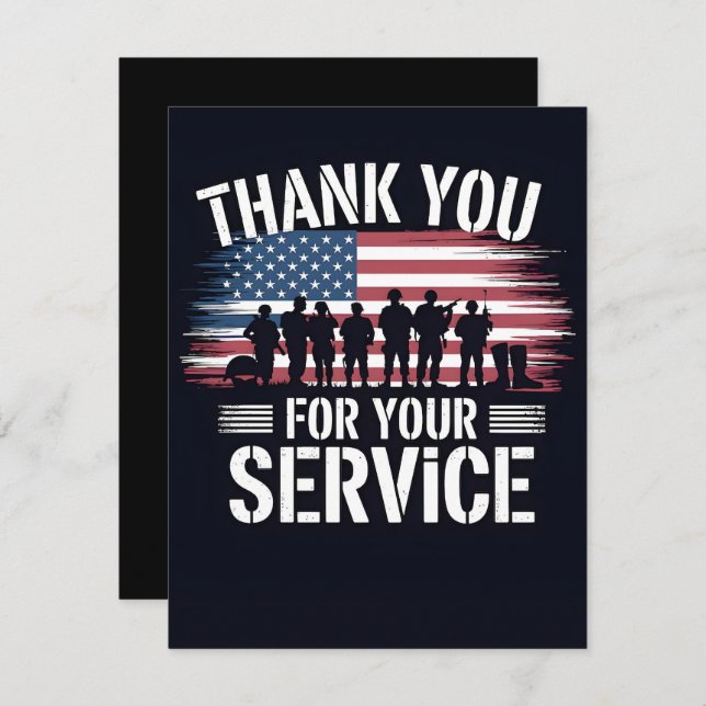 Cartão De Festividades Thank You for Your Service: Veterans Day 2025  (Frente/Verso)