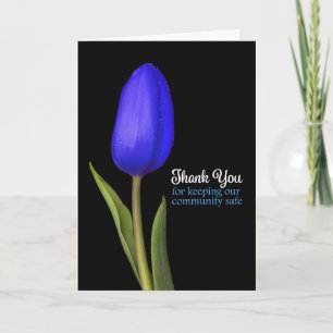 Cartão De Festividades Thank You Police Blue Tulip Photograph