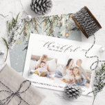 Cartão De Festividades Thankful and blessed photo Christmas<br><div class="desc">Thankful and blessed multi photo Christmas holiday card. With watercolor winter scene backer.</div>