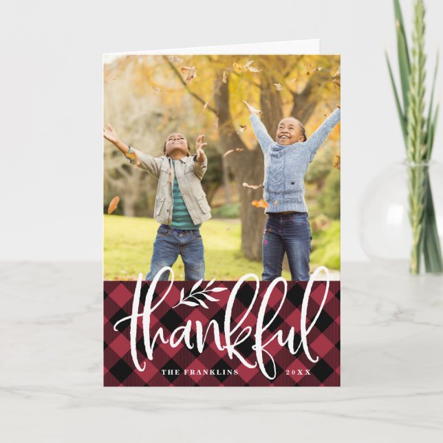 Cartão De Festividades Thankful Season | Thanksgiving Photo Folded Card (Frente)