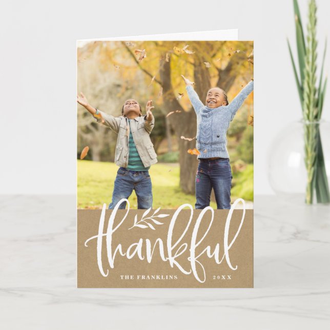 Cartão De Festividades Thankful Season | Thanksgiving Photo Folded Card (Frente)
