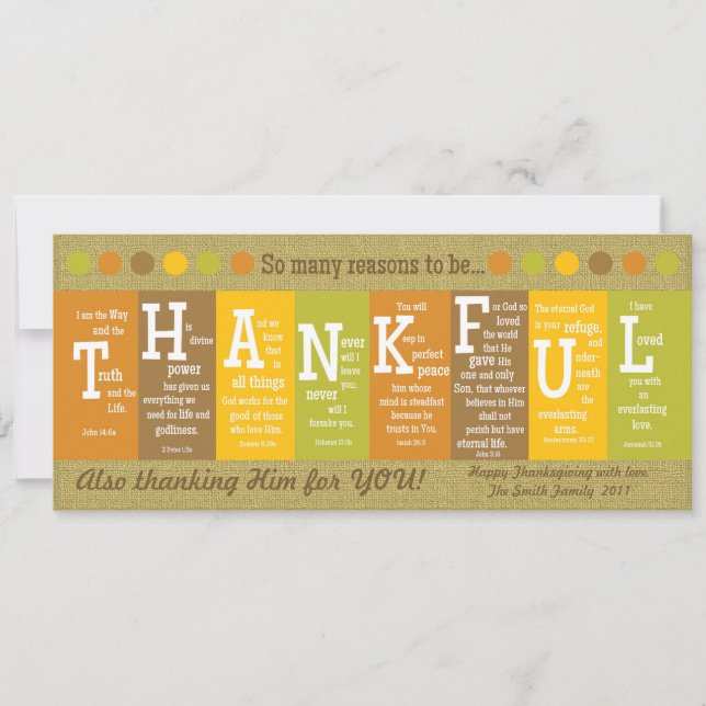 Cartão De Festividades THANKFUL Thanksgiving Scripture Card-Customize It! (Frente)