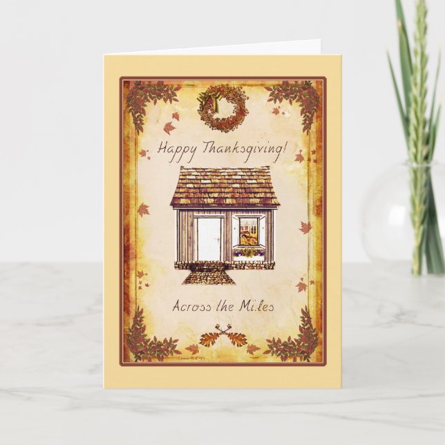 Cartão De Festividades Thanksgiving Across the Miles Greeting Card (Frente)