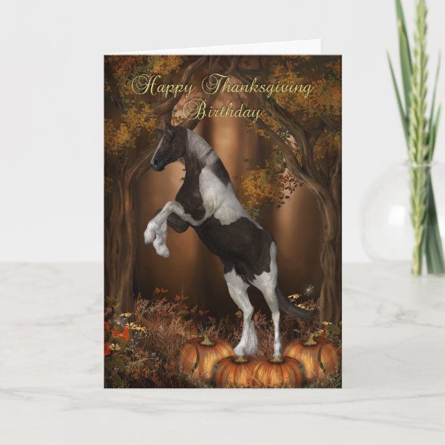 Cartão De Festividades Thanksgiving Birthday Card, Happy Thanksgiving Bir (Frente)